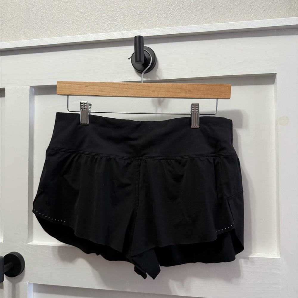 lululemon Black Athletic Shorts Size 8 Back Zipper Pocket